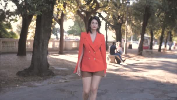 优雅的年轻女子举止端庄地走路 — 图库视频影像