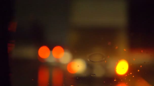 Regnnatt Städer Trafik Försiktighet Bilkörning Regnig Natt Staden — Stockvideo