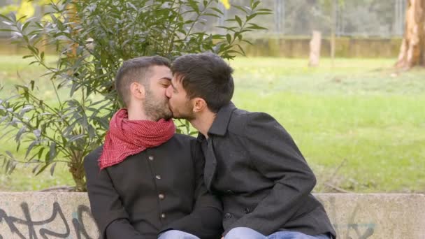 一对年轻的同性恋情侣在约会 — 图库视频影像