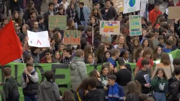 Rom Italien März 2019 Studenten Marschieren Rom Beim Globalen Klimastreik — Stockvideo
