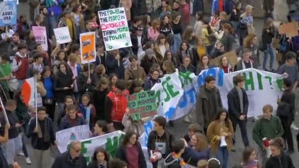 Rzym Włochy Marca 2019 Studenci Maszerują Rzymie Global Climate Strike — Wideo stockowe