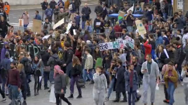 Rome Italie Mars 2019 Des Étudiants Défilent Rome Lors Grève — Video