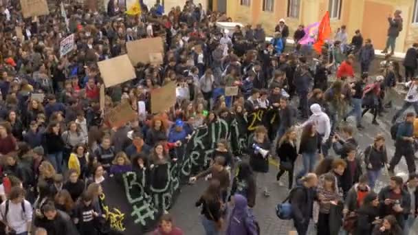 Rome Italie Mars 2019 Des Étudiants Défilent Rome Lors Grève — Video