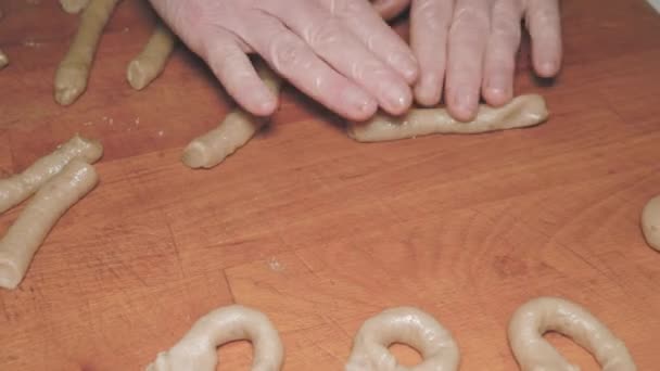 Babcia Gotuje Biscotti Ciasta Lub Ciasta Koncepcja Gotowania Babci — Wideo stockowe