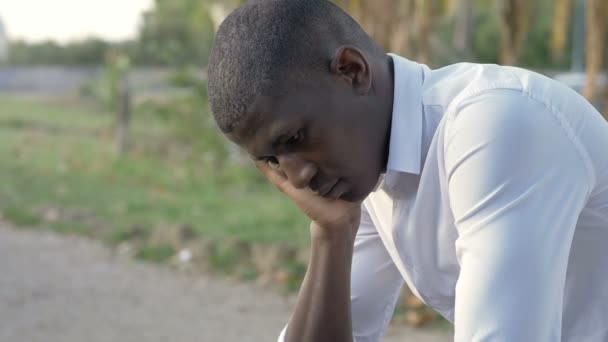 Close View African American Young Man — Stock Video