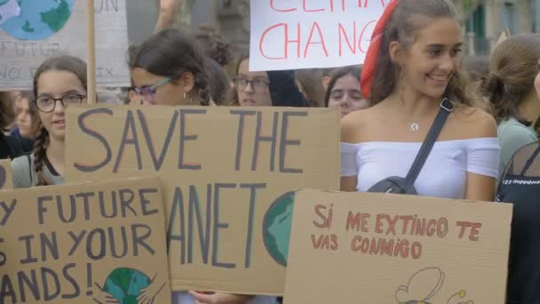 Rome Maart 2019 Studenten Marcheren Rome Tijdens Global Climate Strike — Stockvideo