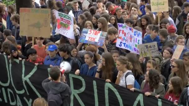 Rom Italien Mars 2019 Studenter Marscherar Rom Vid Global Climate — Stockvideo