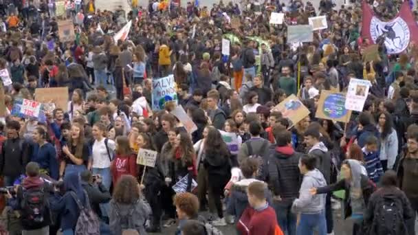 Řím Itálie Března 2019 Studenti Pochodující Římě Global Climate Strike — Stock video