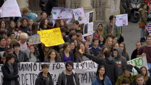 Rom Italien Mars 2019 Studenter Marscherar Rom Vid Global Climate — Stockvideo