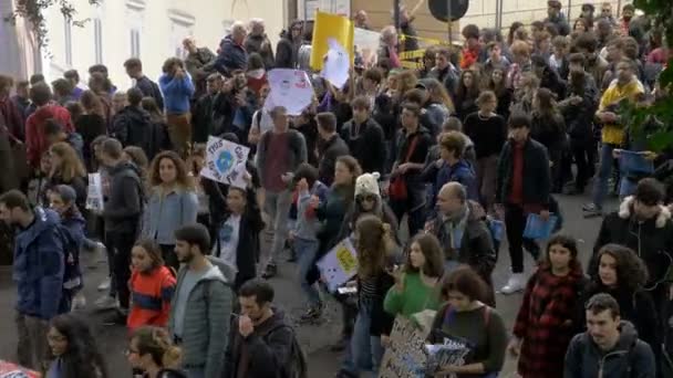 Roma Talya Mart 2019 Öğrenciler Küresel Klim Grevinde Roma Yürüyorlar — Stok video
