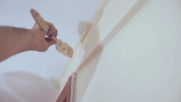 Pared Pintura Mano Del Trabajador — Vídeo de stock