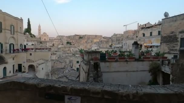 Cámara Constante Sugestiva Vista Matera Desde Belvedere Plaza Vittorio Veneto — Vídeo de stock