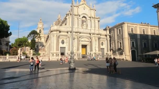 Vista Sugestiva Igreja Sant Agata Piazza Del Duomo Catania Sicília — Vídeo de Stock