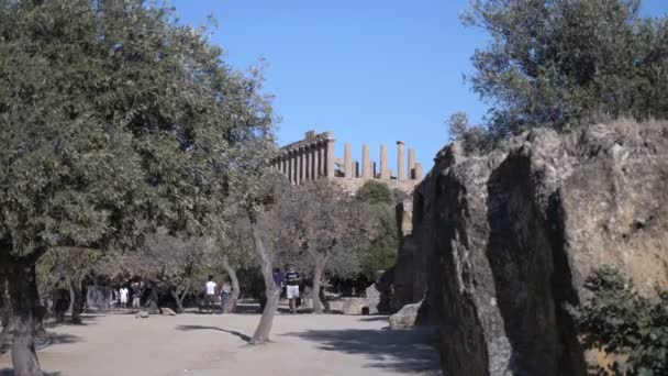 Agrigento イタリア 2020年8月 ジュノーの寺院を垣間見る — ストック動画