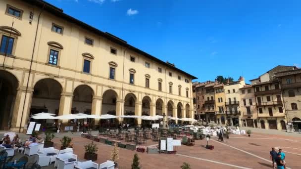 Sugestywny Widok Piazza Grande Arezzo Włochy Sierpień 2020 — Wideo stockowe