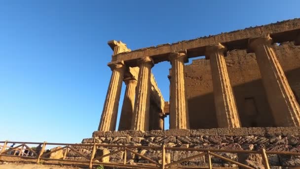 Stálá Kamera Krásném Chrámu Concord Údolí Chrámů Agrigento Srpen 2020 — Stock video