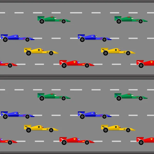 Дети милый гоночный автомобиль бесшовный шаблон для подарочной упаковки — стоковый вектор