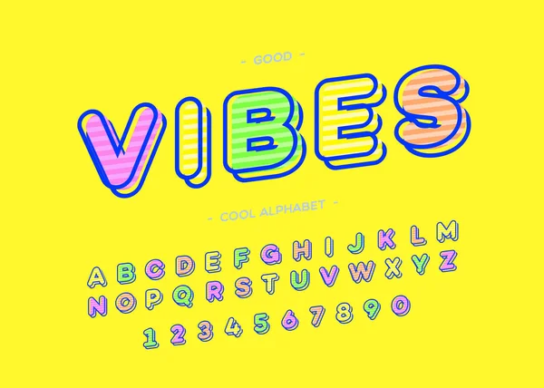 Vibes cool alphabet modern typography — Stock Vector