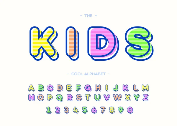 Kids cool alphabet modern typography — Stock Vector