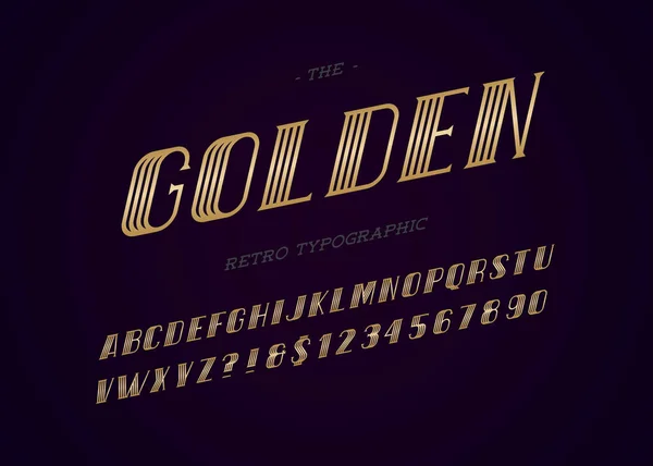 Golden fuente tipografía moderna tipografía retro estilo colorido — Vector de stock