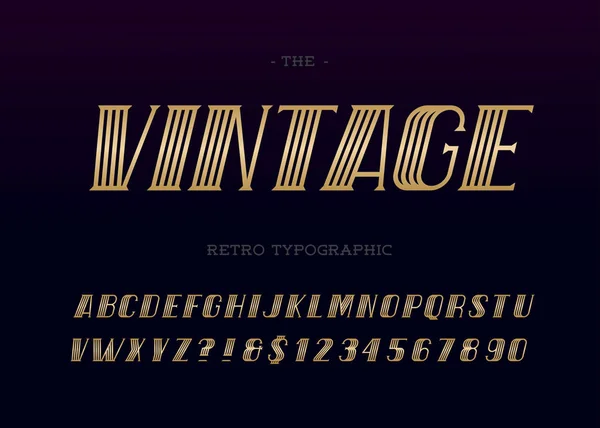 Vector vintage font modern retro typography gold style — Stock Vector