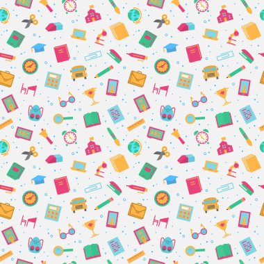 modern renkli stil okul malzemeleri ile okul kalıbı