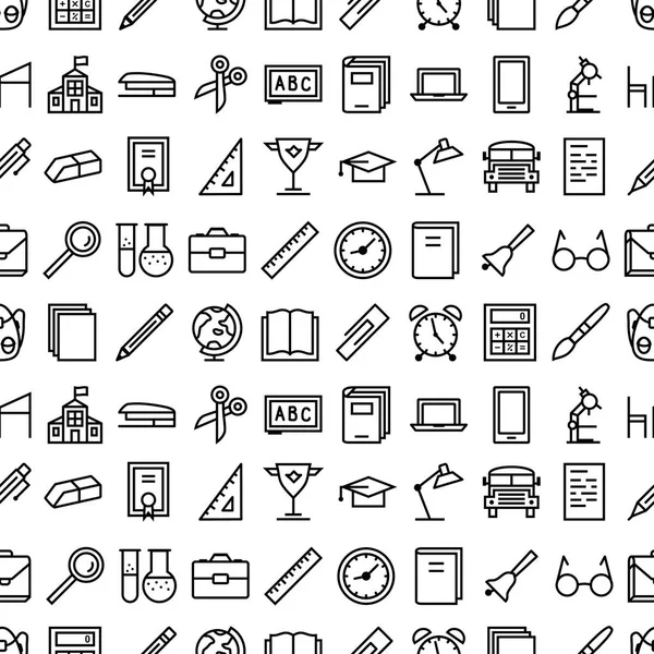 Patrón de escuela vectorial con iconos útiles escolares para la decoración — Vector de stock