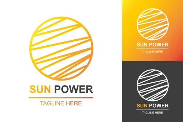 Sol energía logotipo conjunto moda gradiente estilo aislado — Vector de stock