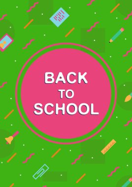 Okul kapak tasarım şablonu memphis renkli stil ile eğitim malzemeleri