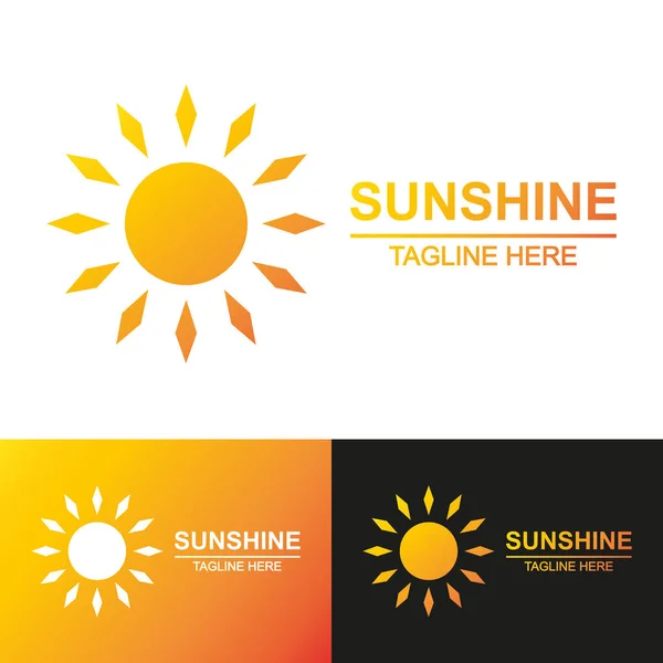Logo matahari bersinar mengatur gaya gradien terisolasi di latar belakang - Stok Vektor