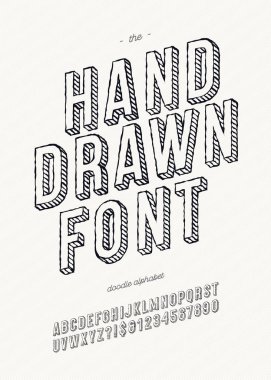 Vektör ele çekin font kitap için 3d