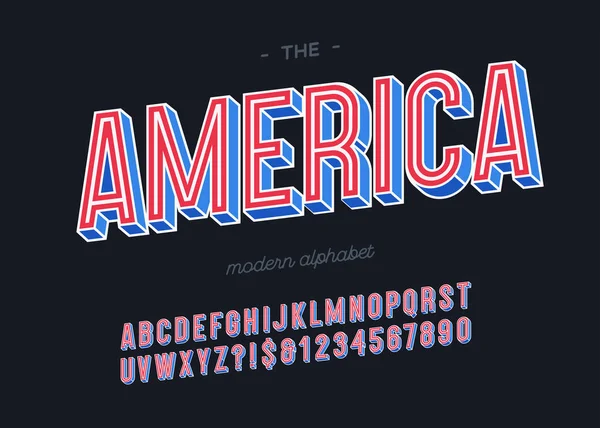 Vektor Amerika Alphabet 3D bunten Stil für die Dekoration — Stockvektor