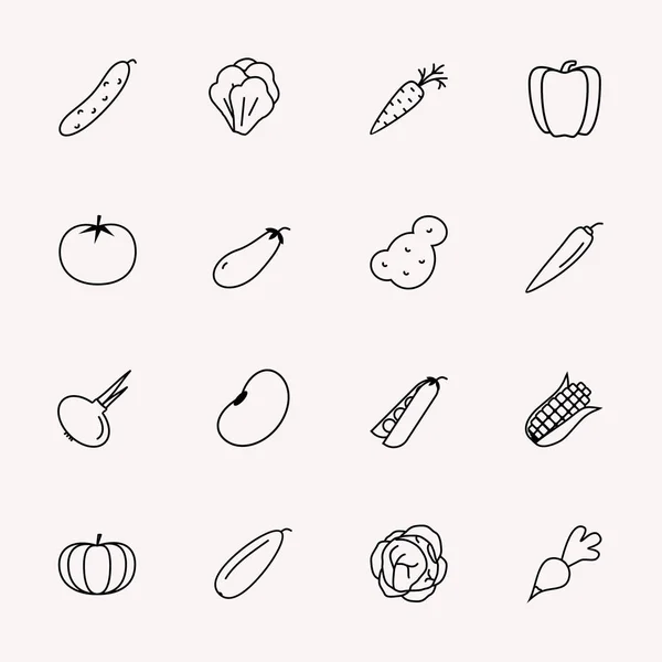 Icône de ligne de légumes vectoriels mis isolé sur fond — Image vectorielle