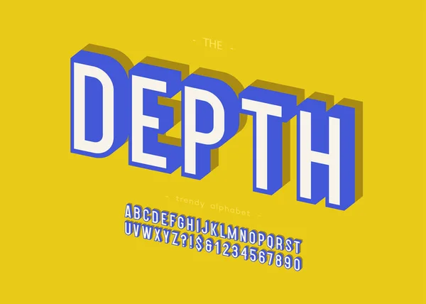 Vector profundidad colorido negrita fuente 3d tipografía moderna — Archivo Imágenes Vectoriales