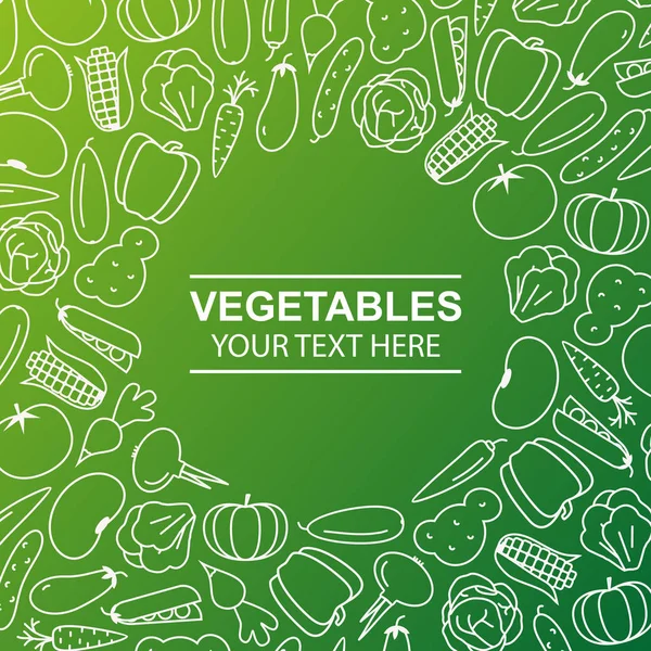 Vector Vegetables Concept Line Icons Gradient Background Farm Fresh Sale — Stock Vector