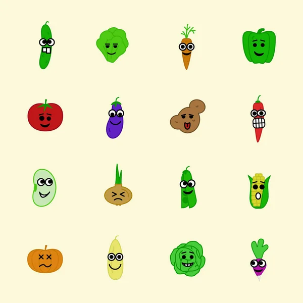 Gemüse-Ikone mit Augen und Lächeln — Stockvektor