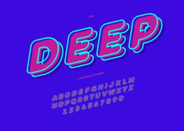 Vektör derin yazı tipi 3d kalın tipografi
