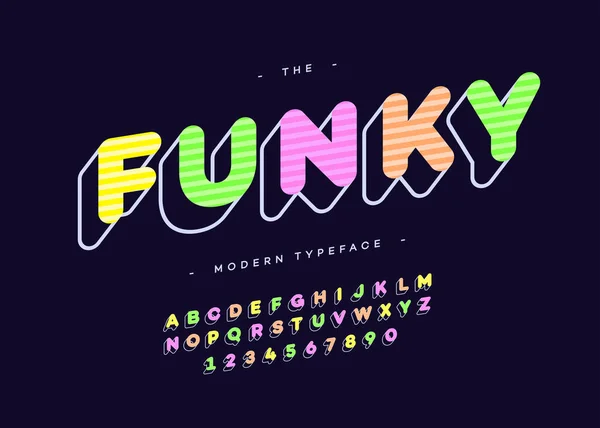 Funky γραμματοσειρά διάνυσμα 3d bold τυπογραφία sans serif στυλ — Διανυσματικό Αρχείο