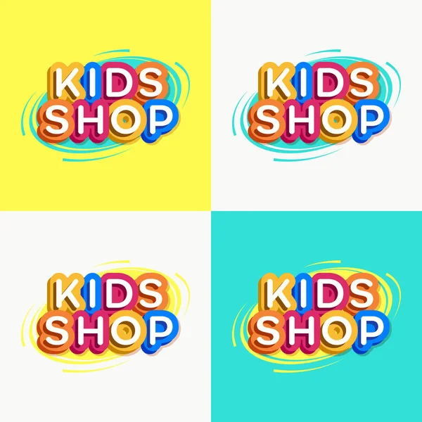 Vecteur enfants boutique logo ensemble style coloré — Image vectorielle