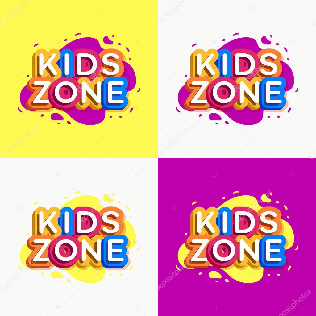 Vector kids zone logo set colorful style