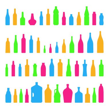 renkli stil vektör şişe ve bardak Icon set