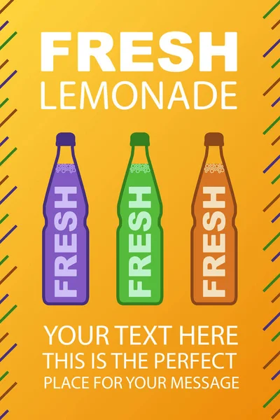 Affiche vectorielle avec bouteille colorée limonade fraîche — Image vectorielle