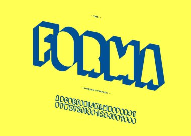 Vektör forma 3d kalın yazı tipi modern tipografi