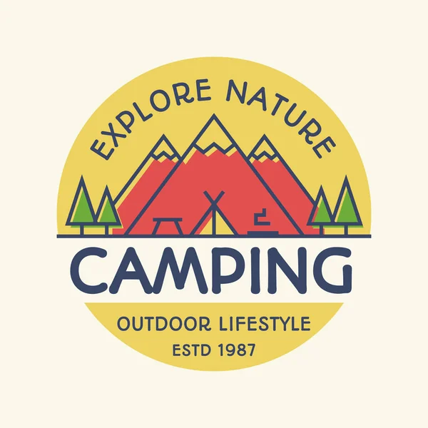 Bannière de camping vectorielle style coloré — Image vectorielle
