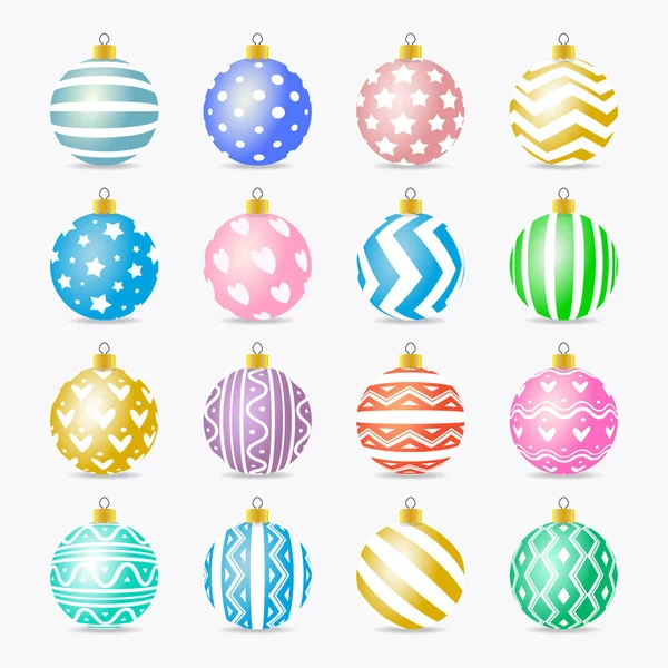 Vector christmas ball set colorful realistic style