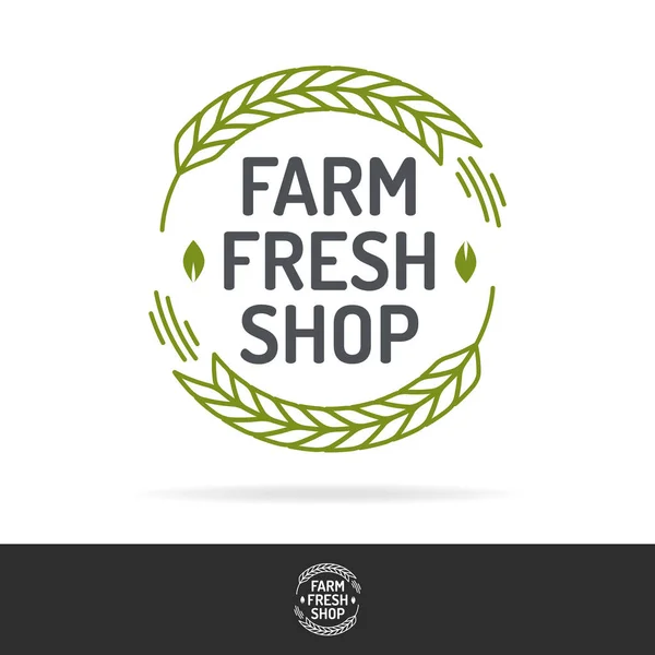 Vector fazenda fresco loja logotipo conjunto cor linha estilo —  Vetores de Stock