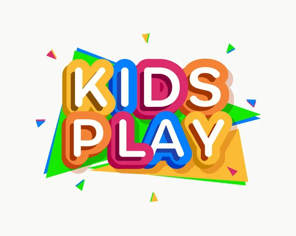 Διάνυσμα παιδιά παίζουν λογότυπο κινούμενα σχέδια πολύχρωμα στυλ — Διανυσματικό Αρχείο