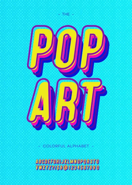 Vector Pop Art Alfabeto Moderna Tipografia Sans Serif Estilo Para —  Vetores de Stock