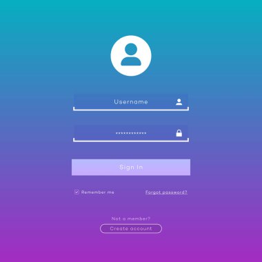 Oturum açma formu gradyan arka planı şablonu