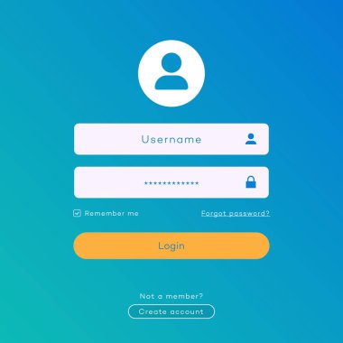 Trendy degrade arka plan vektör giriş formu şablonu